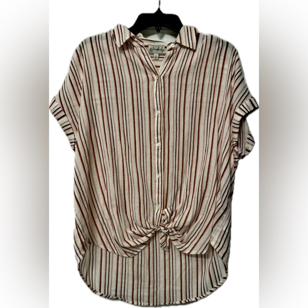 Wonderly Striped Button-Down Top